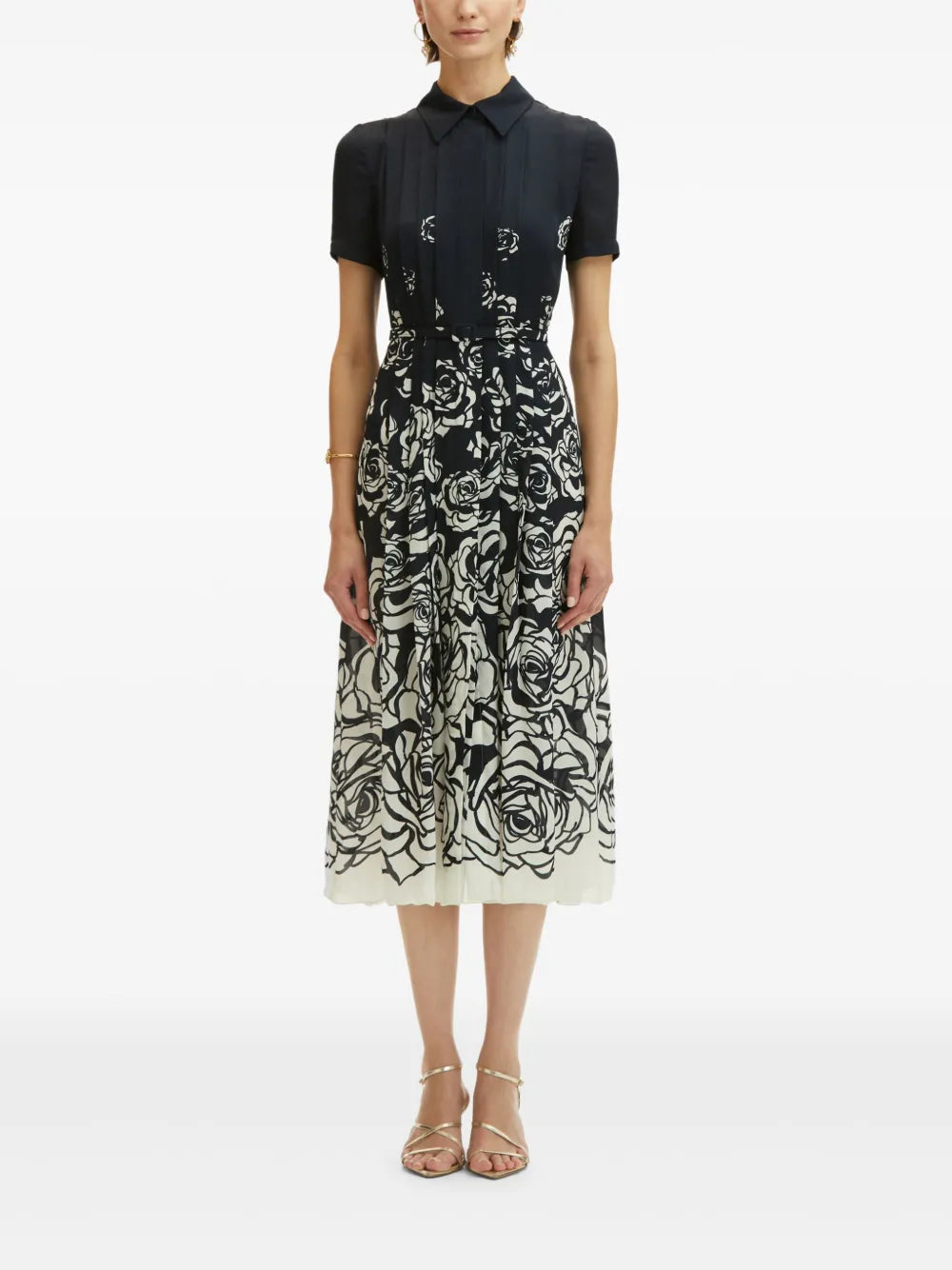 Rose-Print Midi Dress