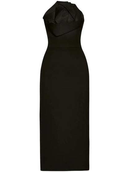 Rose-Motif Midi Dress