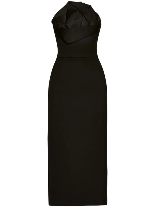 Rose-Motif Midi Dress