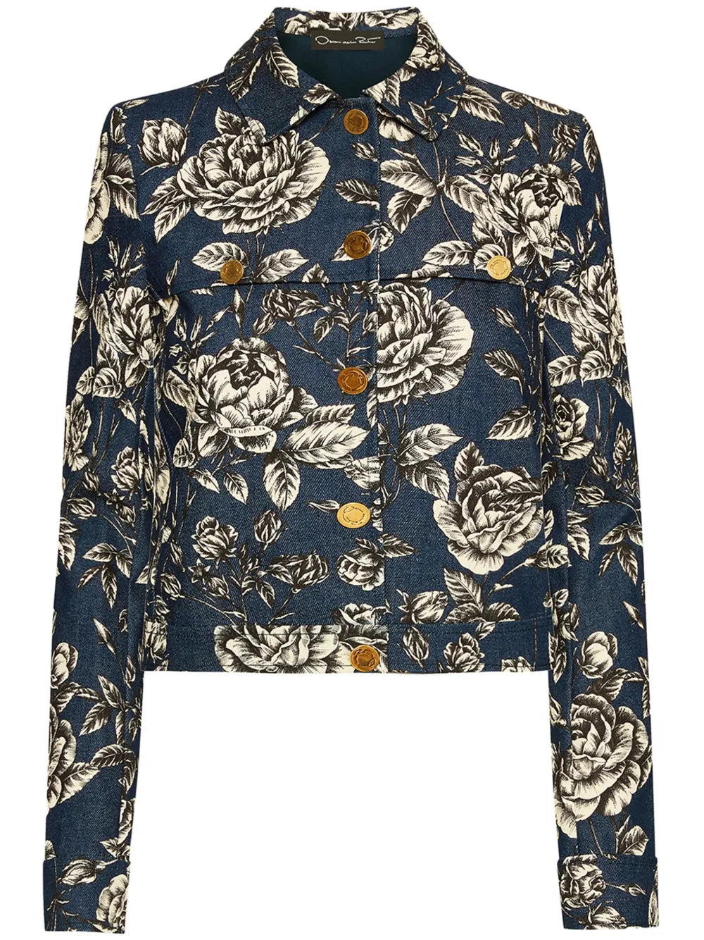 Rose-Print Denim Jacket