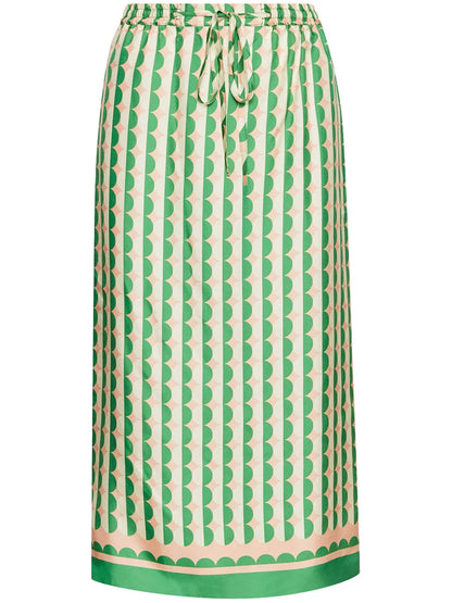 Geometric-Print Silk Skirt