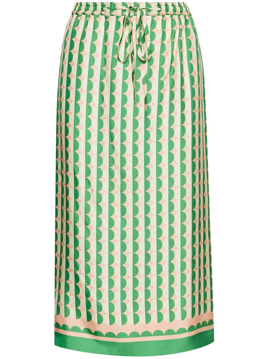Geometric-Print Silk Skirt