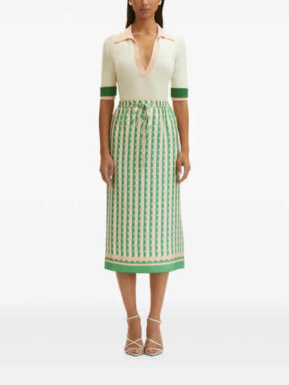 Geometric-Print Silk Skirt