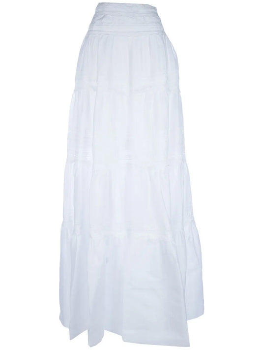 Lace-Appliqué Cotton Skirt