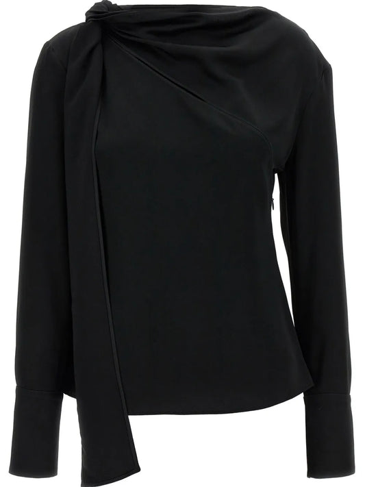 Bow-Detail Draped Blouse