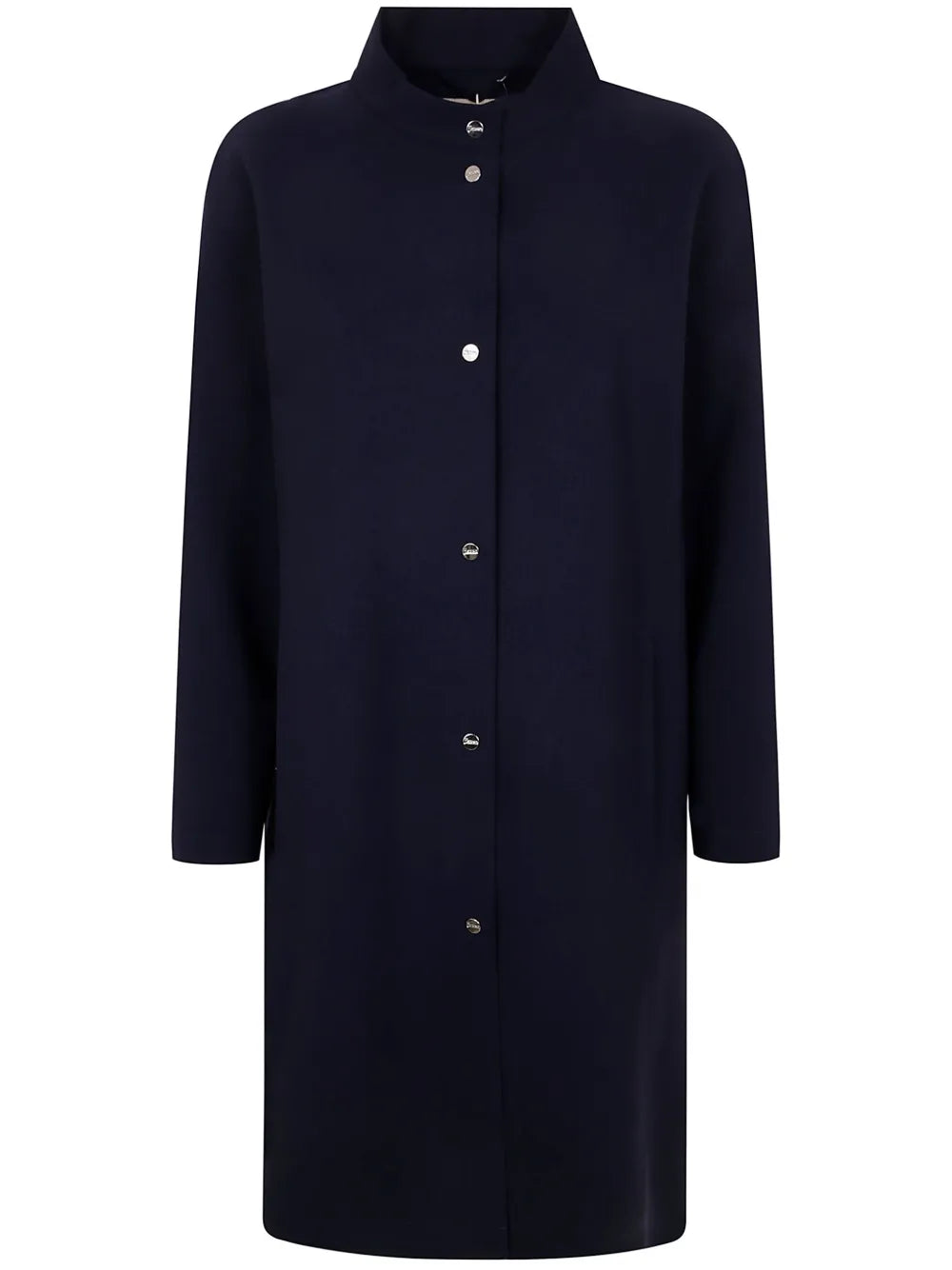 Band-Collar Buttoned Coat