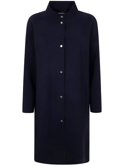 Band-Collar Buttoned Coat