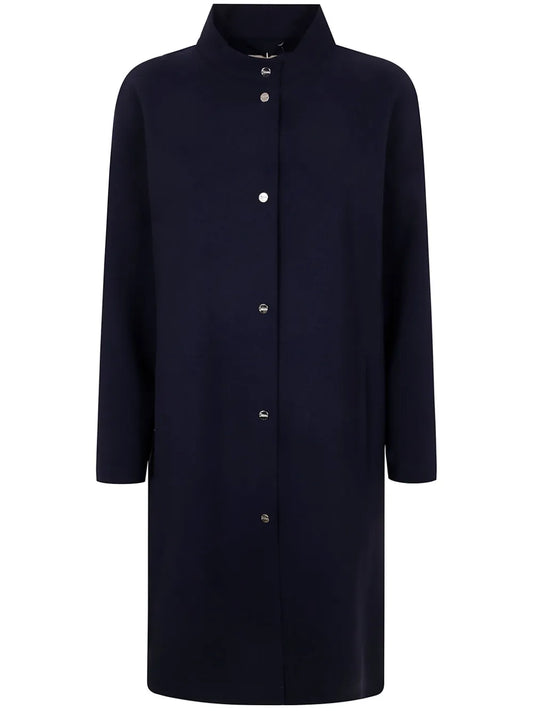 Band-Collar Buttoned Coat