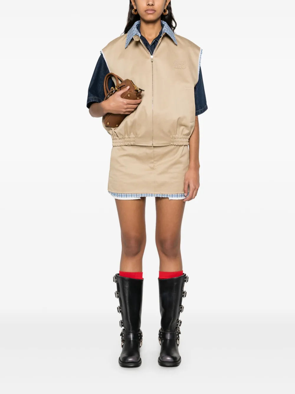 Contrasting-Trim Skirt