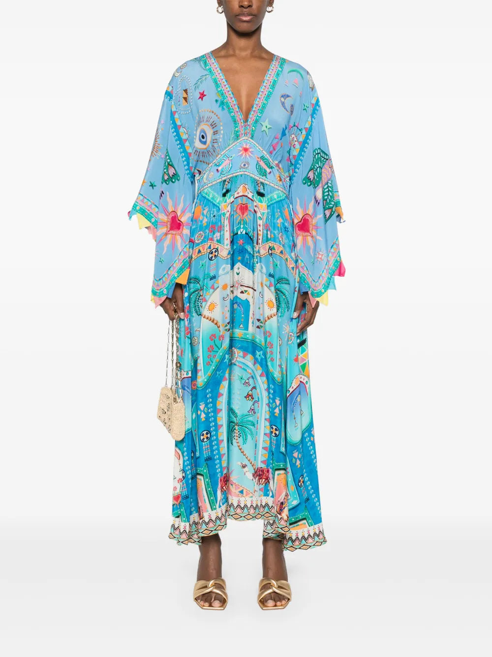 Wide-Sleeve Midi Dress