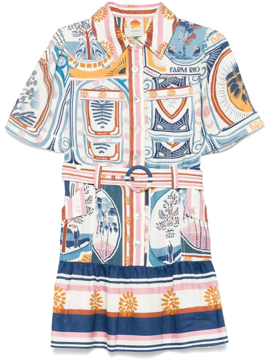 Cerrado Stamps Mini Dress
