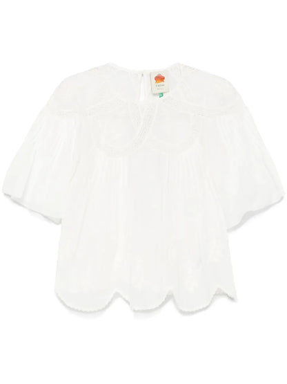 Embroidered Short-Sleeve Blouse