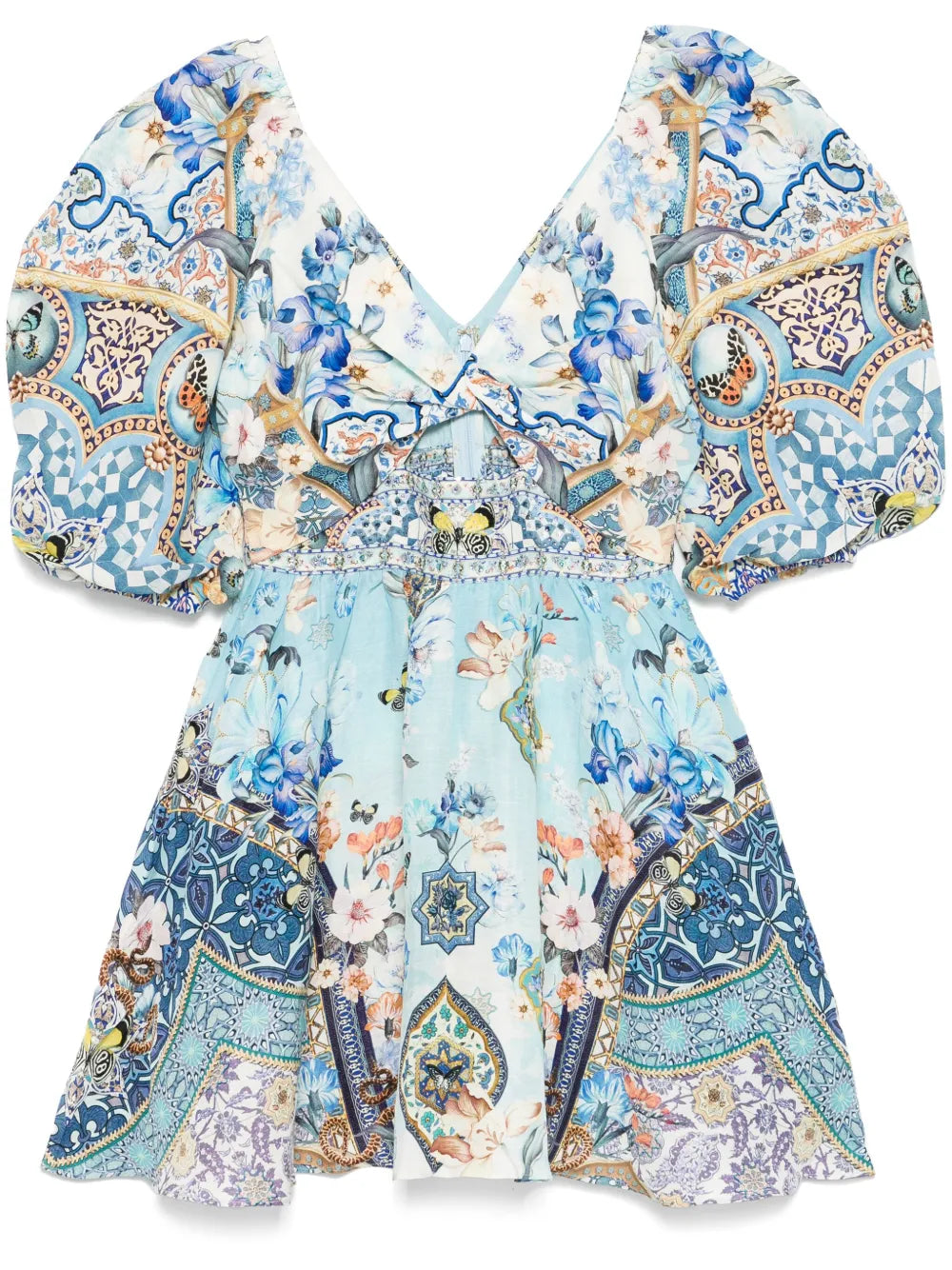 Puff-Sleeve Mini Dress