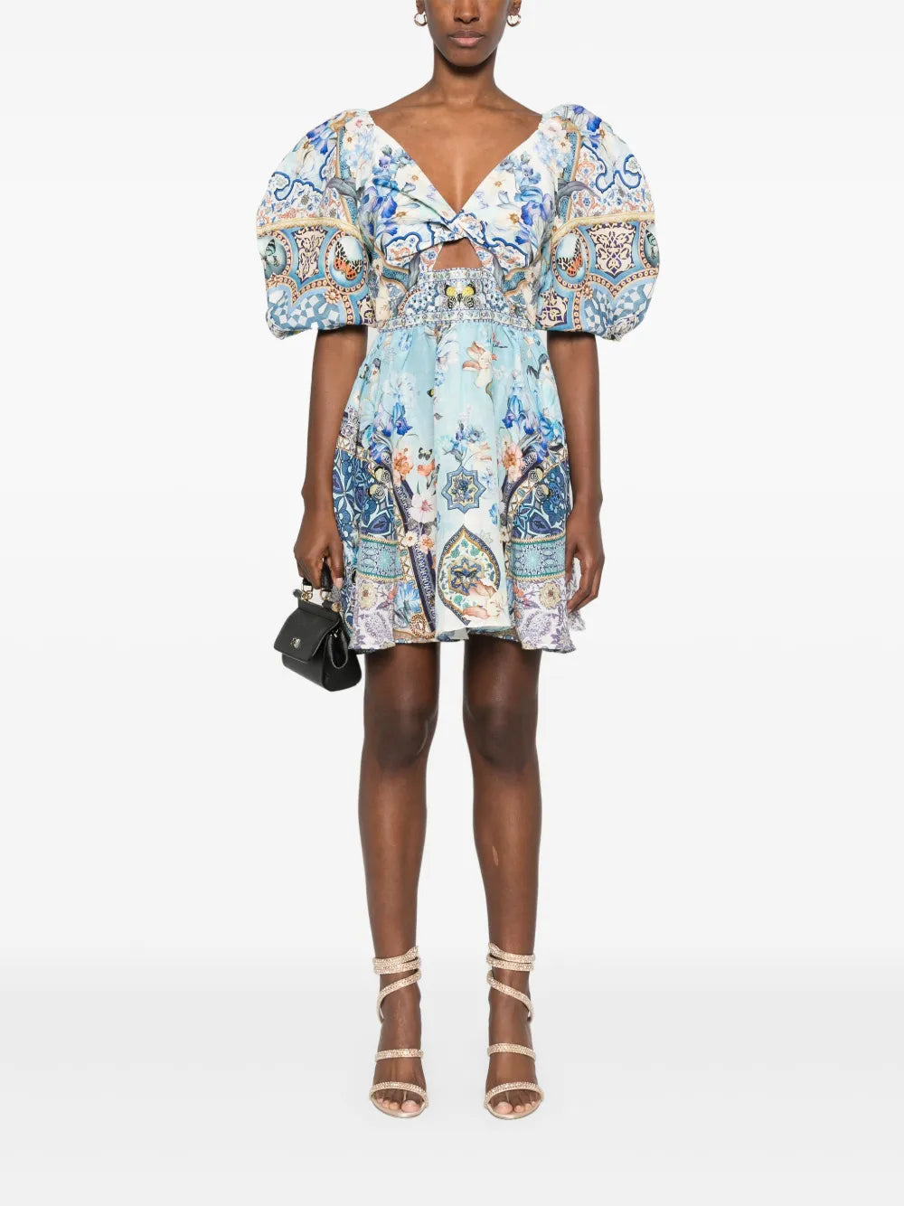 Puff-Sleeve Mini Dress