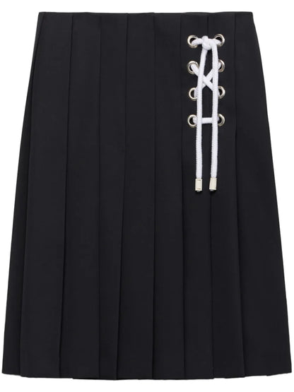 Pleated Gabardine Midi Skirt