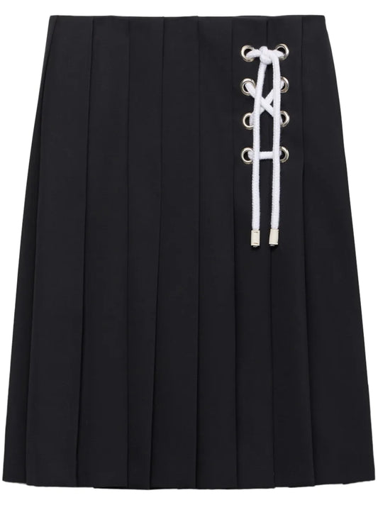 Pleated Gabardine Midi Skirt