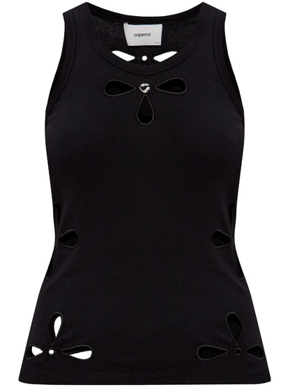 Petal-Embroidered Tank Top