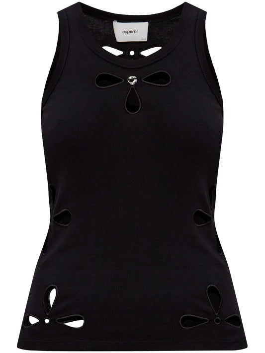 Petal-Embroidered Tank Top