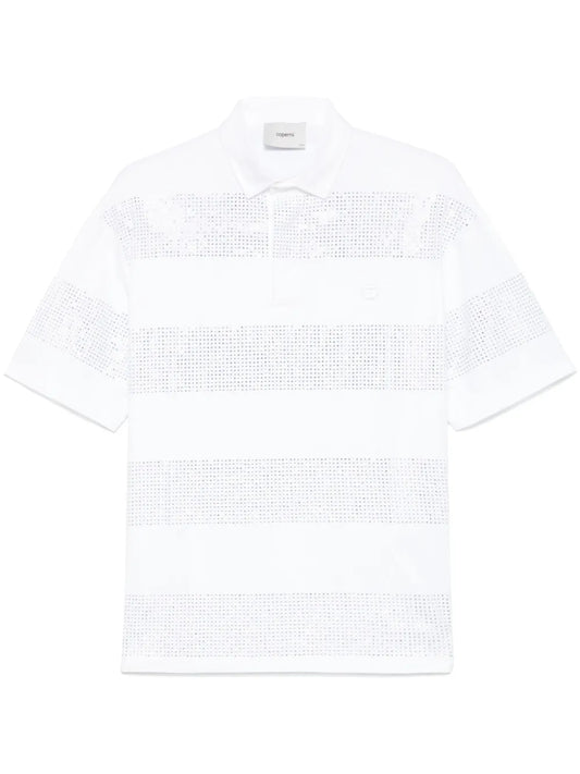 Crystal-Striped Polo Shirt