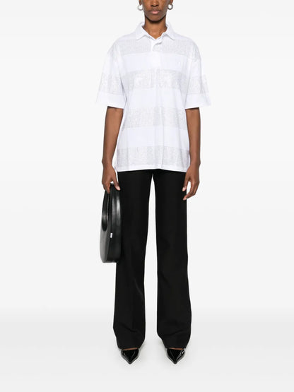 Crystal-Striped Polo Shirt