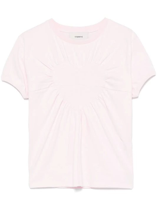 Gathered Heart-Motif T-Shirt