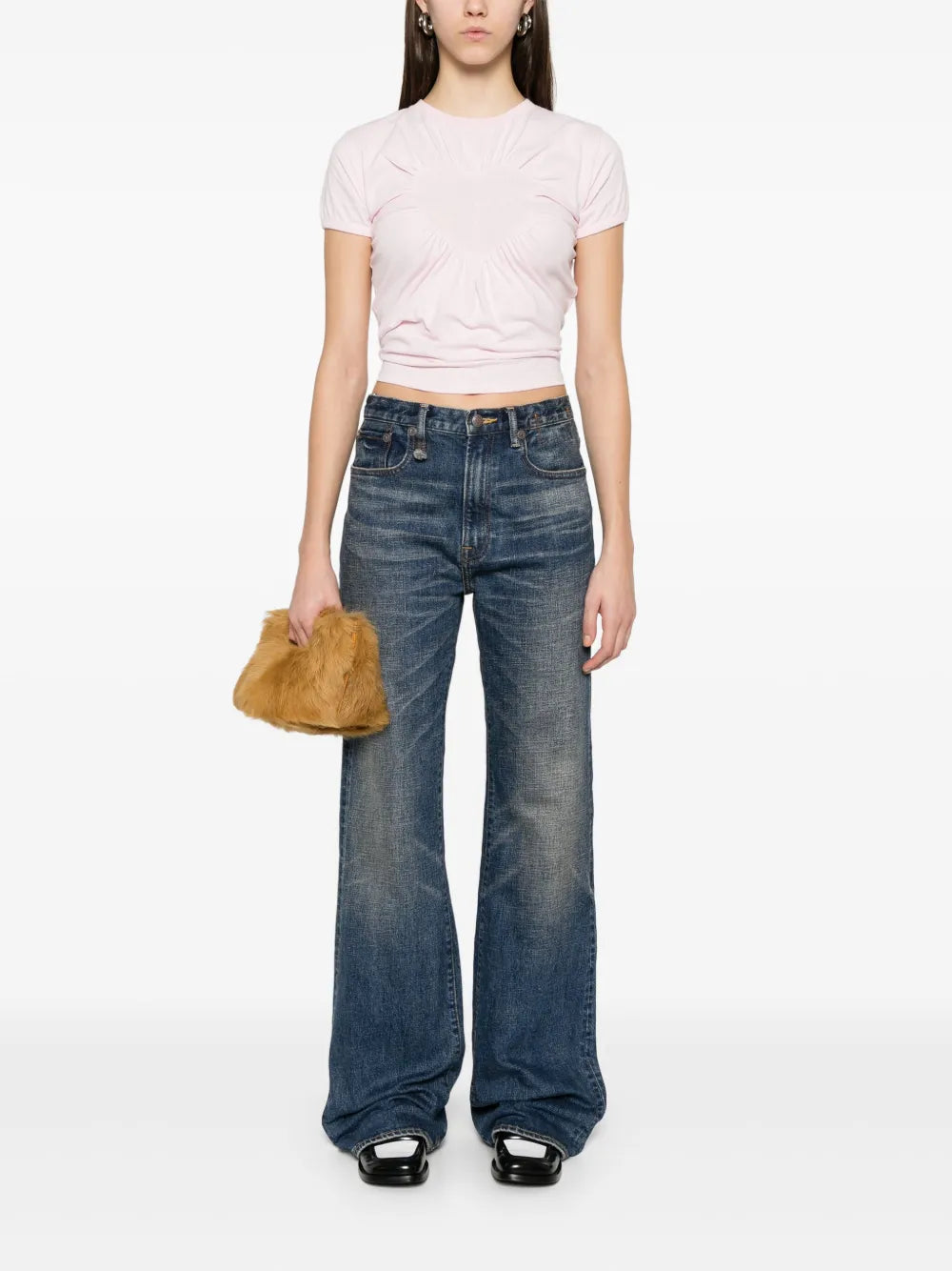 Gathered Heart-Motif T-Shirt