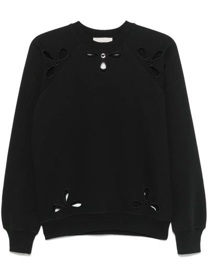 Petal-Embroidered Crew-Neck Sweatshirt
