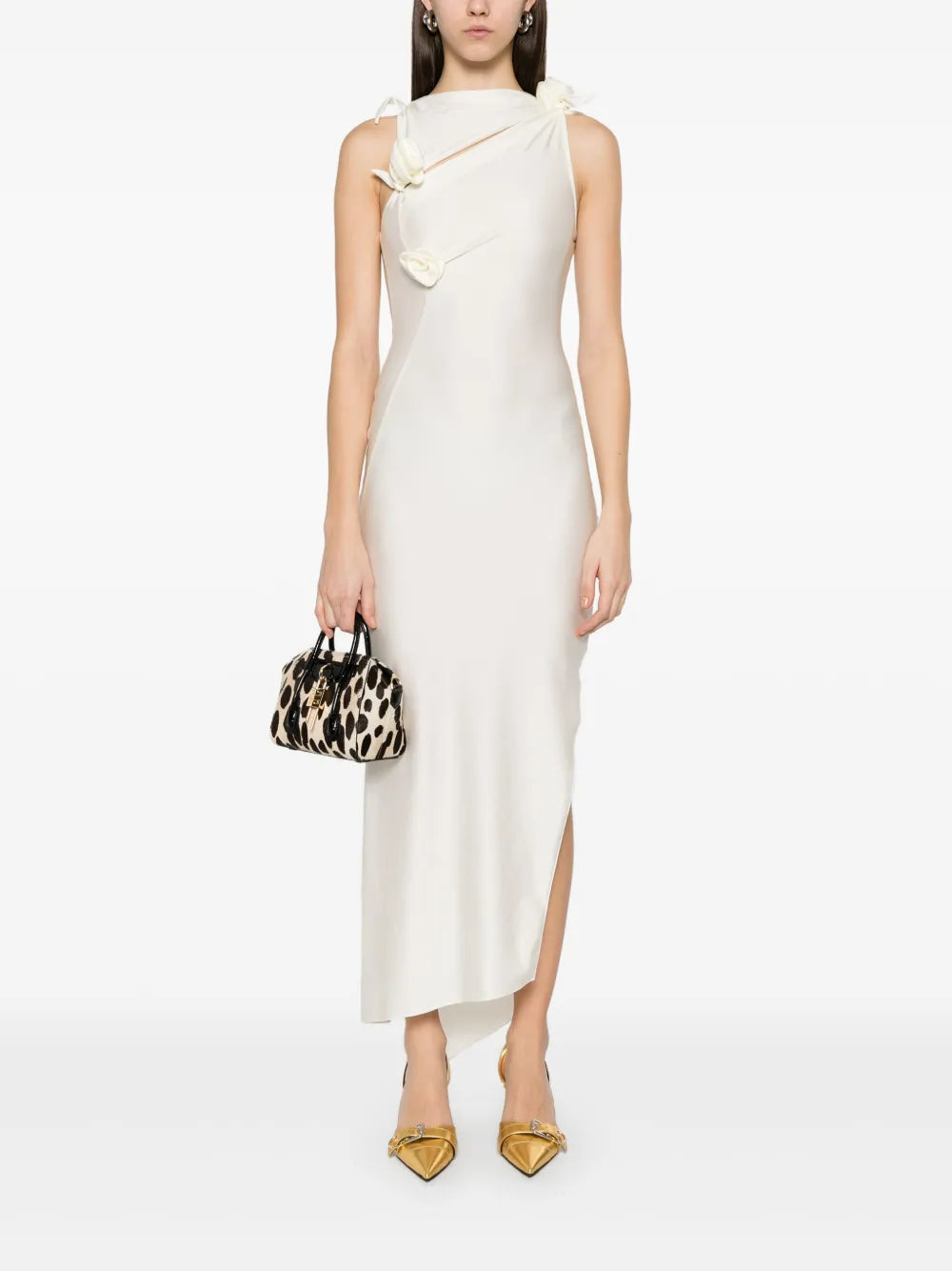 Asymmetric Flower Maxi Dress