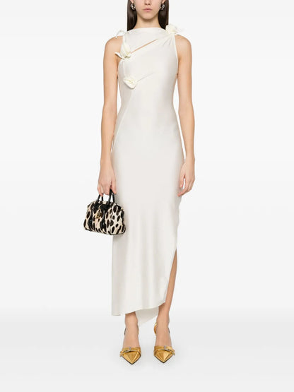 Asymmetric Flower Maxi Dress
