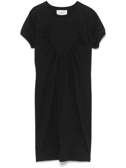 Gathered Heart-Motif Mini Dress