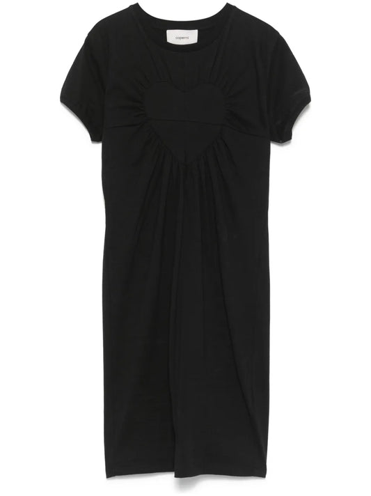 Gathered Heart-Motif Mini Dress