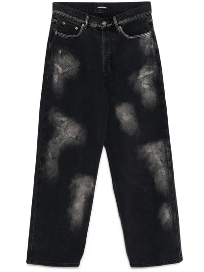 Distressed Wide-Leg Jeans