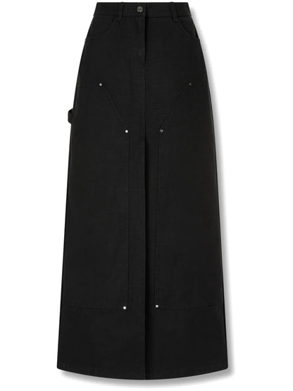 Cotton Seam-Detail Maxi Skirt