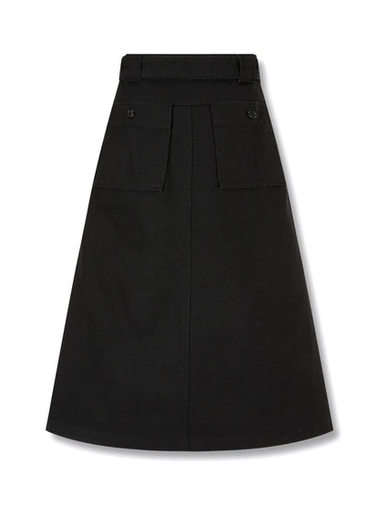 Belted Two-Tuck Midi Skirt