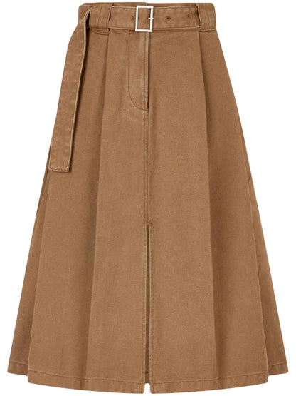 Belted Two-Tuck Skirt