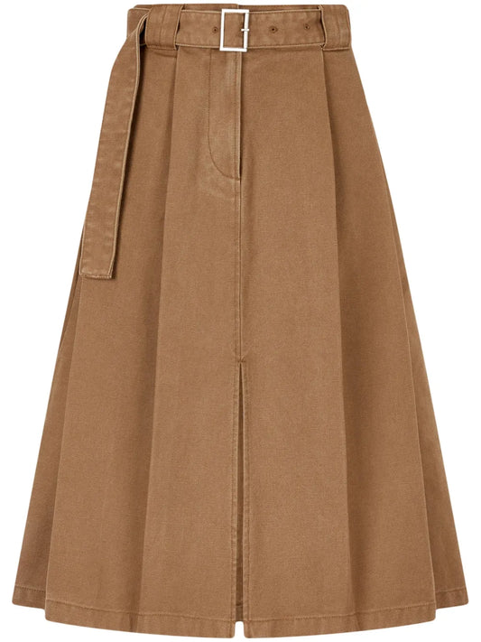 Belted Two-Tuck Skirt