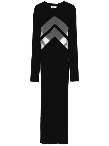 Semi-Sheer Panels Midi Dress