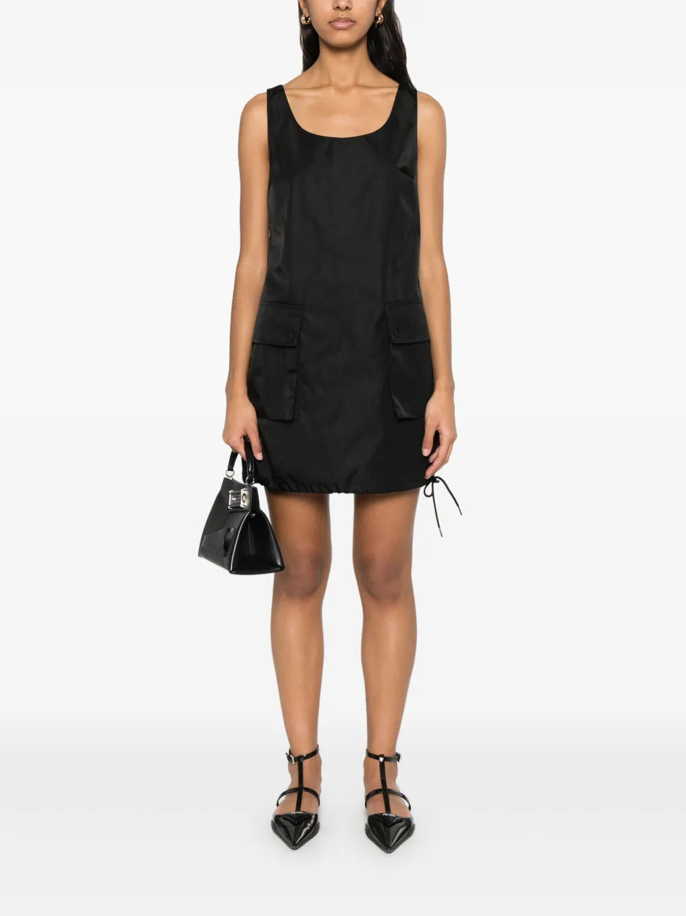 Drawstring-Hem Mini Dress