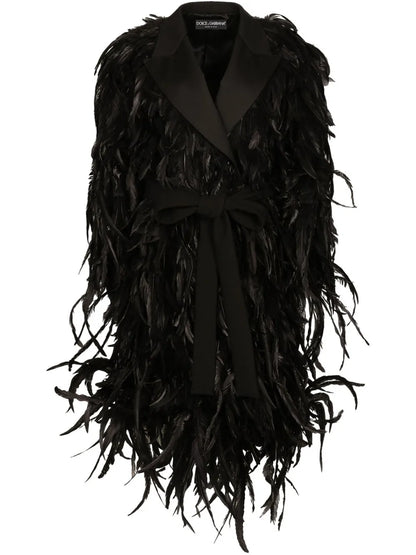 Feather-Embellished Coat