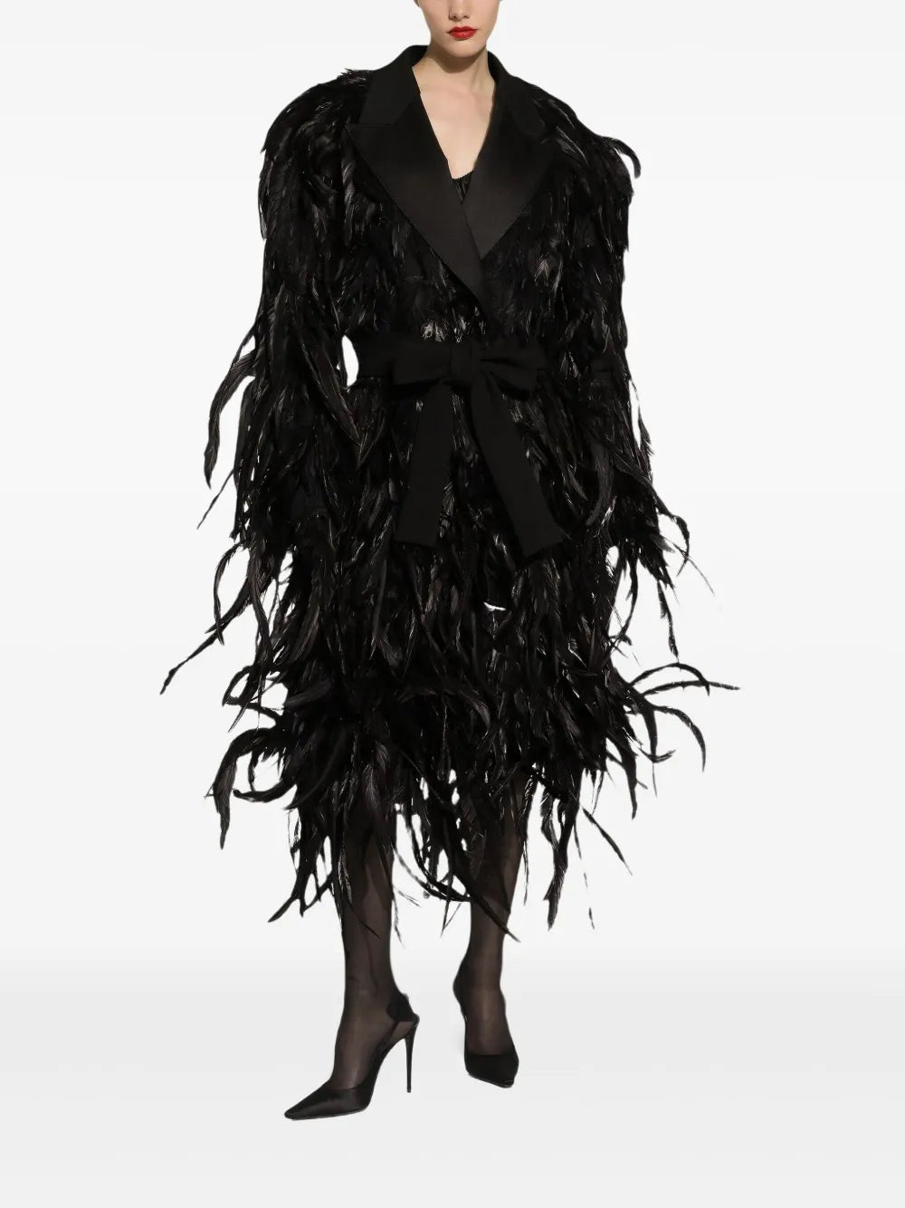 Feather-Embellished Coat