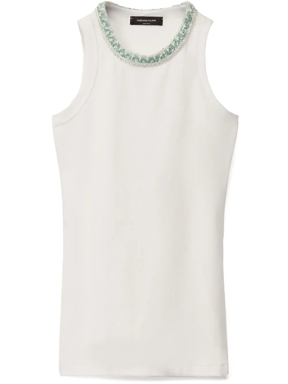 Embroidered-Neck Tank Top