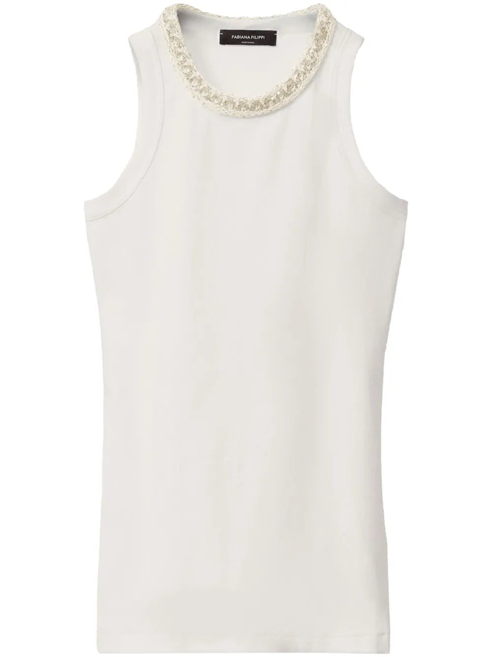 Embroidered-Neck Tank Top