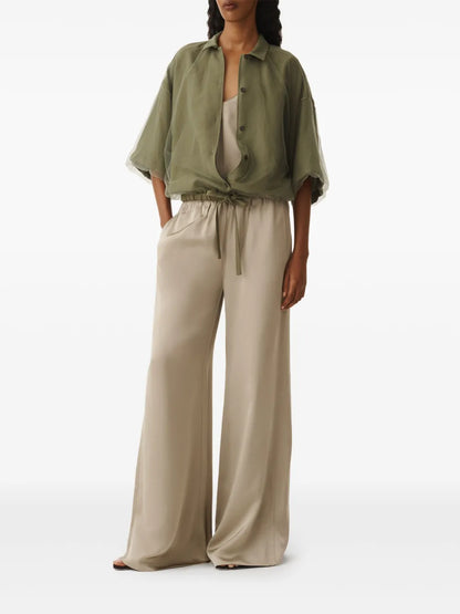 Satin Wide-Leg Trousers