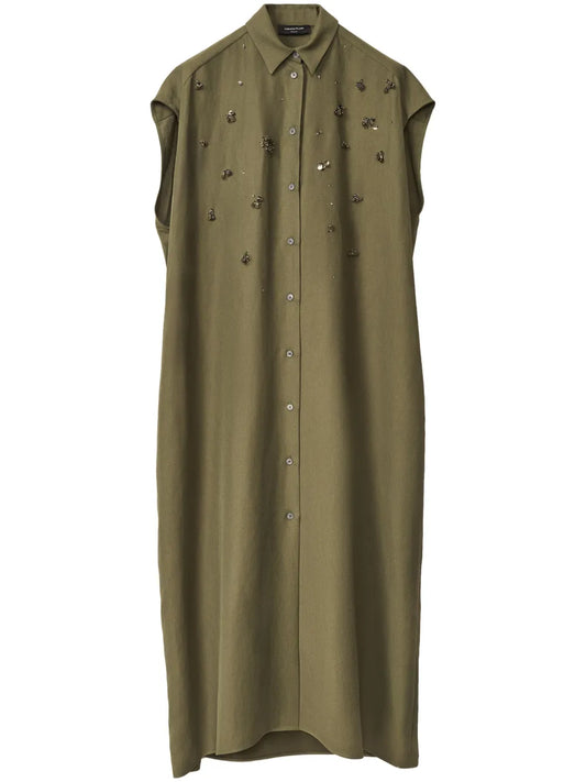 Bead-Embellished Shirt Dress