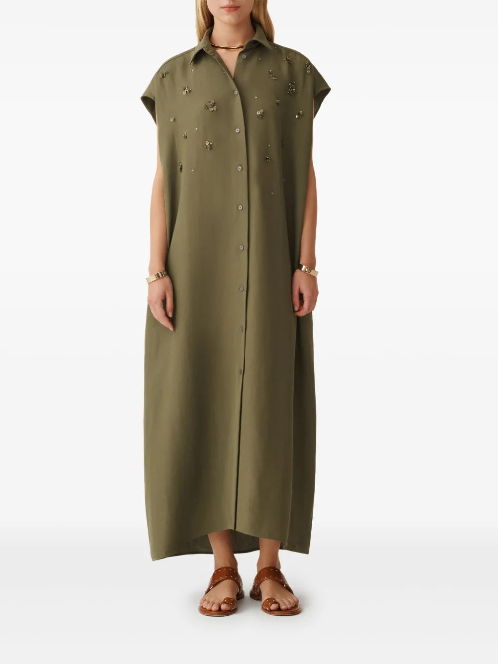 Bead-Embellished Shirt Dress
