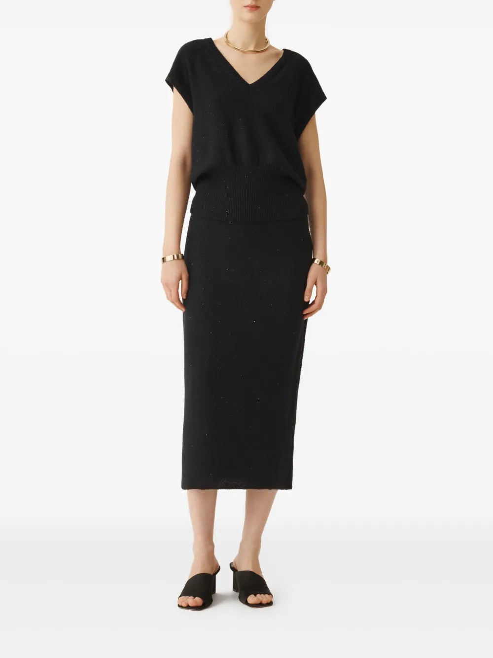 Sequin-Embellished Midi Skirt