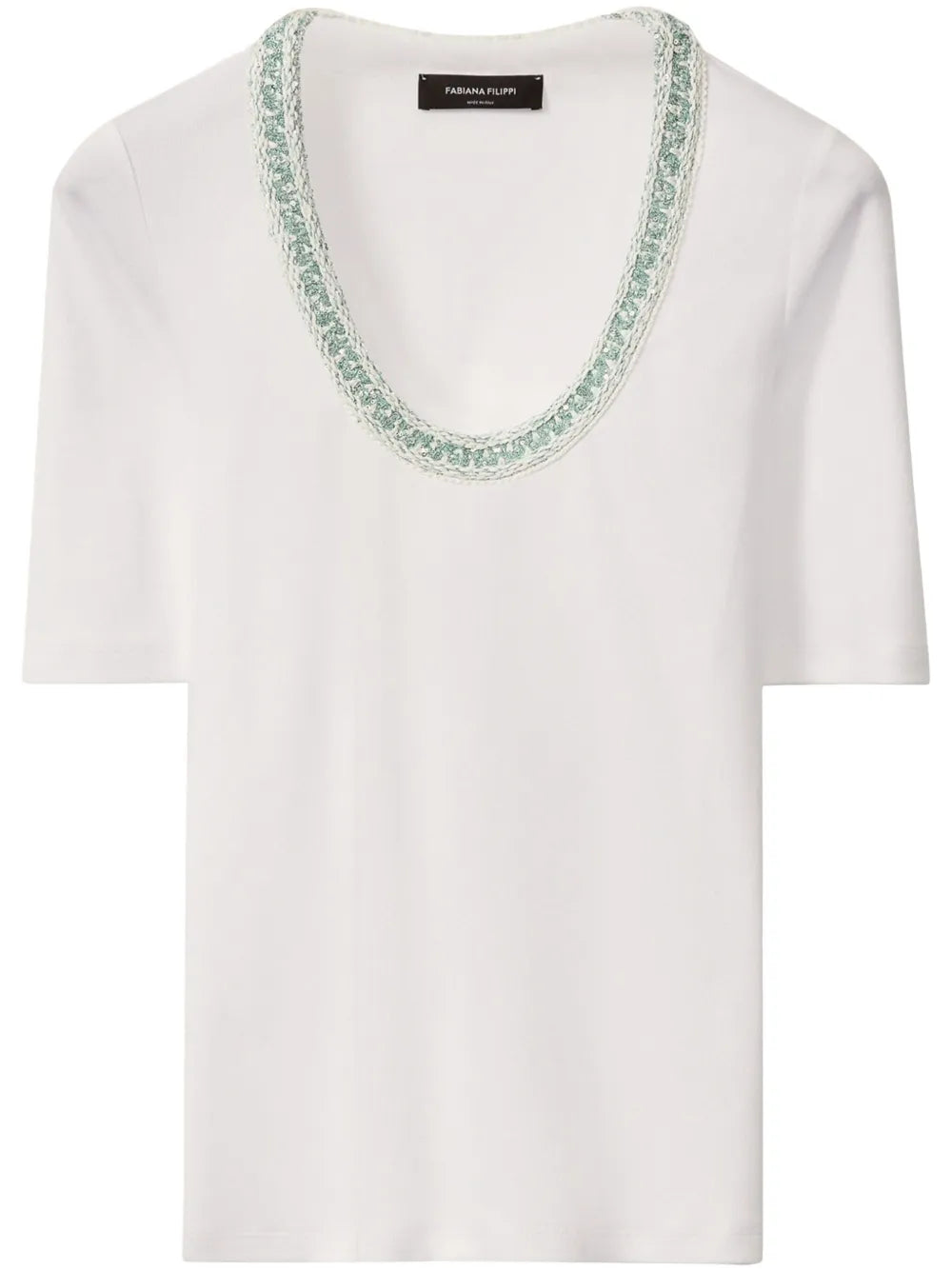 Embroidered-Neck Top