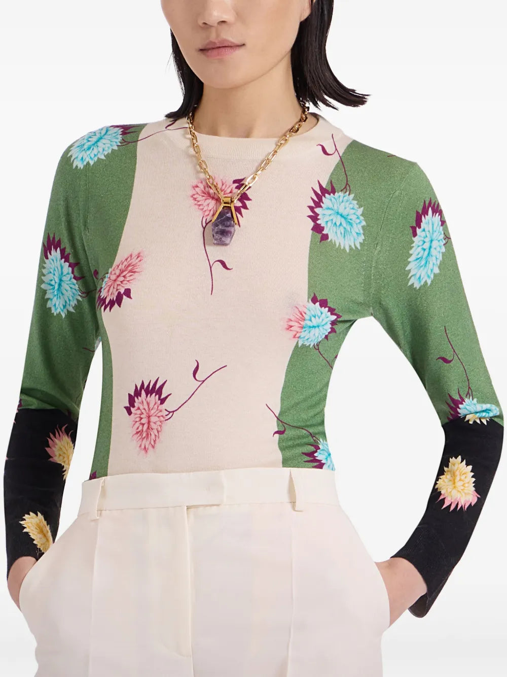 Floral-Print Sweater