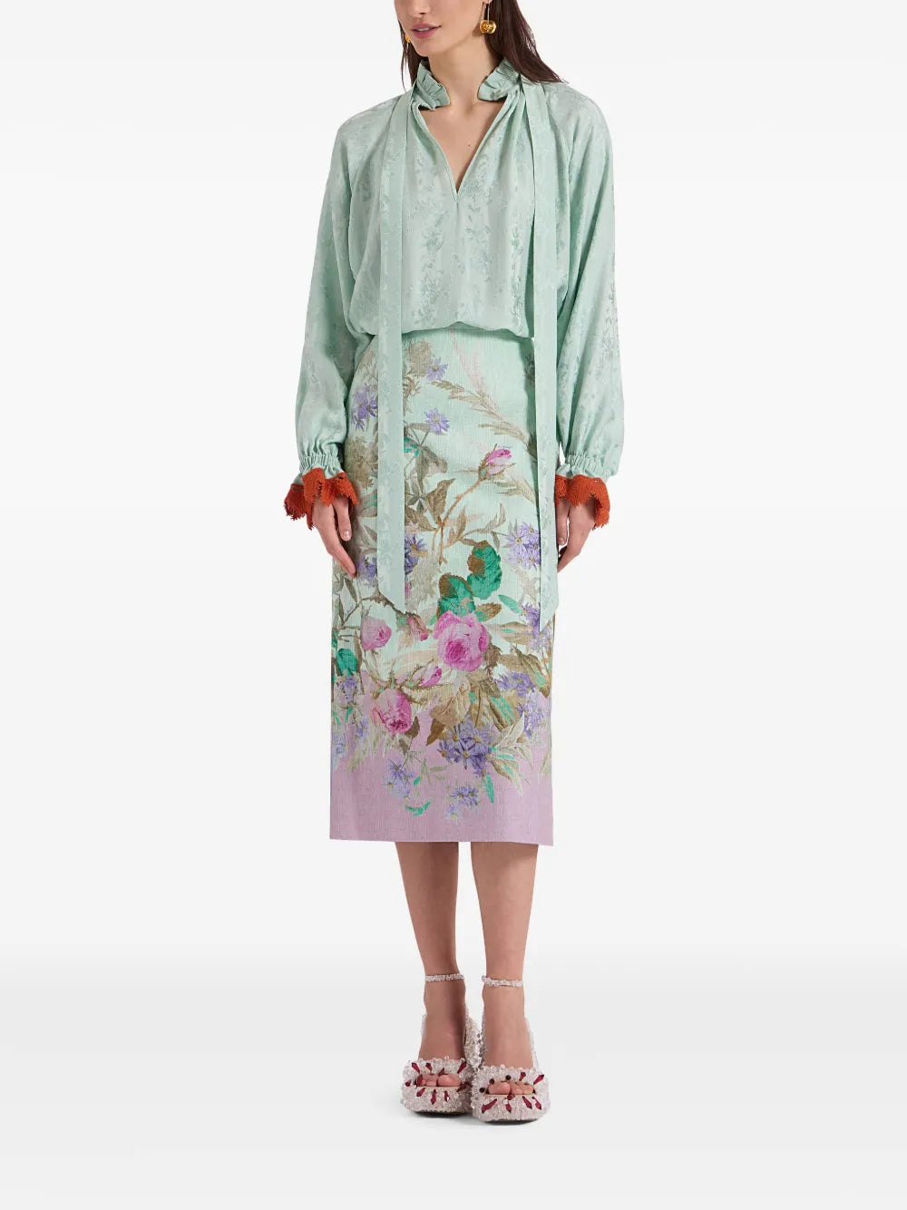 All-Over Floral Stamp Skirt