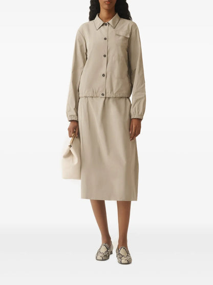Elasticated-Waistband Midi Skirt